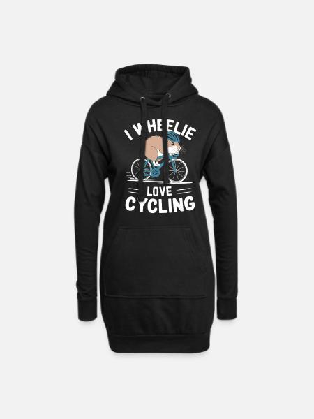 I Wheelie Love Cycling Hamster Motiv - Hoodie-Kleid - Schwarz