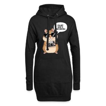 Photographe Hamster : Ici pour prendre des photos et rouler - Sweat-shirt à capuche long Femme - noir - Devant