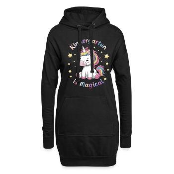 Kindergarten Ist Magisch Mit Einhorn Und Sternen - Hoodie-Kleid - Schwarz - Vorne