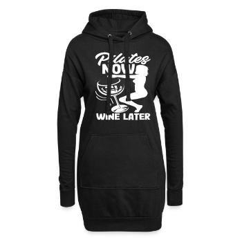 Pilates Jetzt Wein Später Spaßig Workout - Hoodie-Kleid - Schwarz - Vorne