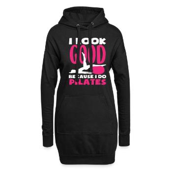 Pilates : je suis belle parce que je fais du Pilates - Sweat-shirt à capuche long Femme - noir - Devant