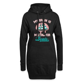 Gehirn Boote Segeln Bootfahren Lustiges Segler - Hoodie-Kleid - Schwarz - Vorne