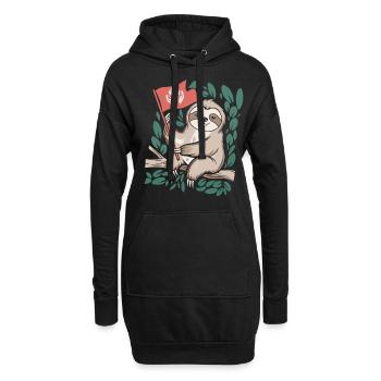 Umweltfreundliches Faultier Mit Umweltflagge - Hoodie-Kleid - Schwarz - Vorne