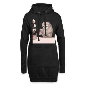 Gemütlicher Pflanzenliebhaber Faultier mit - Hoodie-Kleid - Schwarz - Vorne