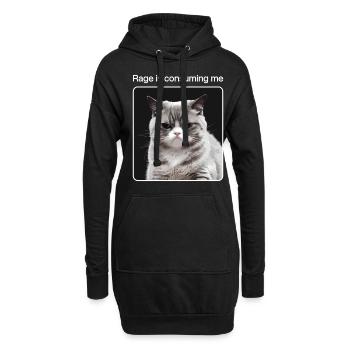 Rage Consumes Me Cat - Hoodie-Kleid - Schwarz - Vorne