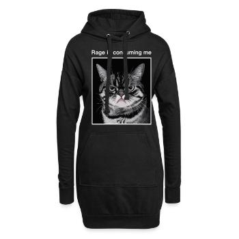 Rage Consumes Me Cat - Hoodie-Kleid - Schwarz - Vorne