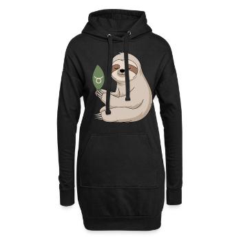Confortable Taureau Zodiaque paresseux avec feuille - Sweat-shirt à capuche long Femme - noir - Devant