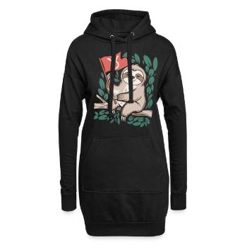 Confortable taureau paresseux avec symbole du zodiaque - Sweat-shirt à capuche long Femme - noir - Devant