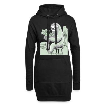 Entspannter Faultier Veganer Vegetarier Genuss - Hoodie-Kleid - Schwarz - Vorne