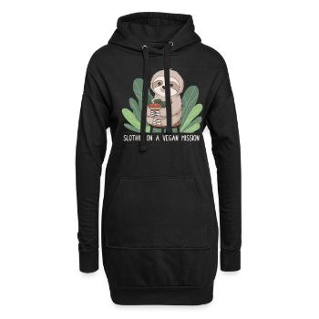 Paresseux en mission végétalienne avec bol de légumes - Sweat-shirt à capuche long Femme - noir - Devant