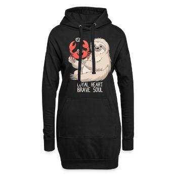 Krebs Sternzeichen Faultier: Loyal Heart Brave - Hoodie-Kleid - Schwarz - Vorne