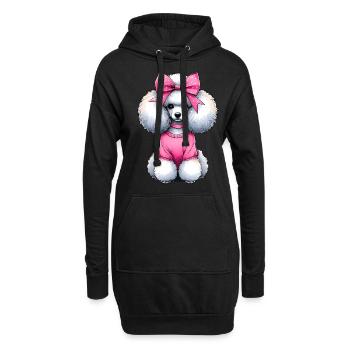 Coquette noeud caniche chien maman noeud rose - Sweat-shirt à capuche long Femme - noir - Devant