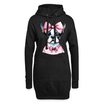 Coquette Bow Boston Terrier Chien Maman Rose - Sweat-shirt à capuche long Femme - noir - Devant