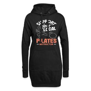Pilates Soutenez votre instructeur local - Sweat-shirt à capuche long Femme - noir - Devant