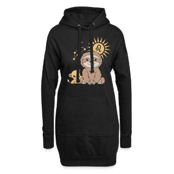 Signe du zodiaque Lion paresseux avec Petit Leo - Sweat-shirt à capuche long Femme - noir - Devant
