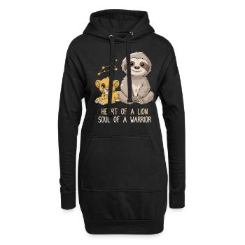 Signe du zodiaque Lion paresseux Cœur d’une âme Lion - Sweat-shirt à capuche long Femme - noir - Devant