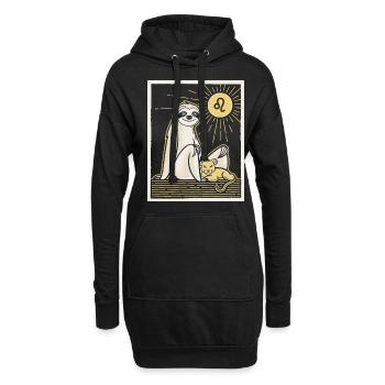 Gemütliches Löwe Sternzeichen Faultier Motiv - Hoodie-Kleid - Schwarz - Vorne