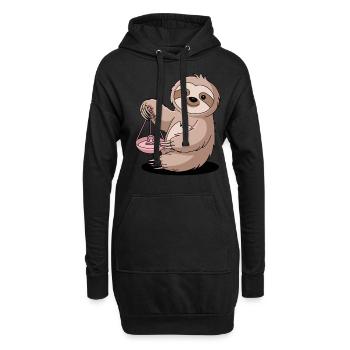 Libra Sternzeichen Faultier mit Waage - Hoodie-Kleid - Schwarz - Vorne