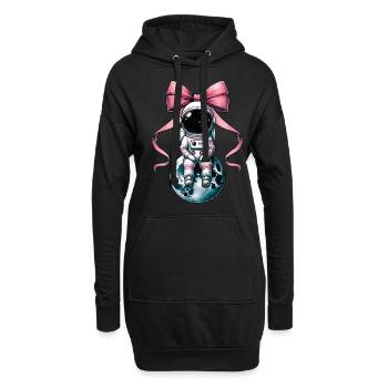 Coquette noeud astronaute espace ruban rose maman - Sweat-shirt à capuche long Femme - noir - Devant