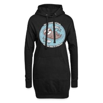 Fische Zodiac Faultier: Schwimme Wie Ein Fisch - Hoodie-Kleid - Schwarz - Vorne