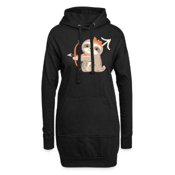 Schütze Sternzeichen Faultier Design mit Bogen - Hoodie-Kleid - Schwarz - Vorne