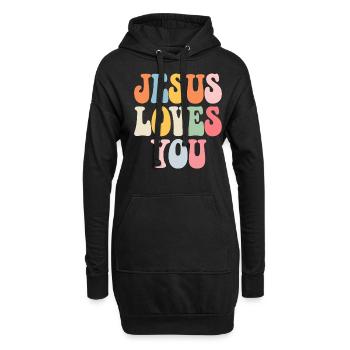 Jésus t’aime en disant chrétien - Sweat-shirt à capuche long Femme - noir - Devant