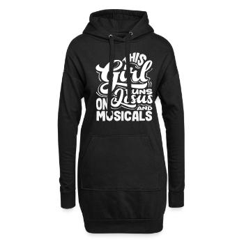 Cette fille aime Jésus et les comédies musicales - Sweat-shirt à capuche long Femme - noir - Devant