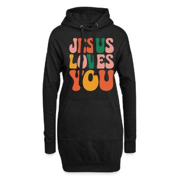 Jésus t’aime en disant chrétien - Sweat-shirt à capuche long Femme - noir - Devant
