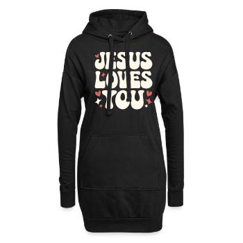 Jésus t’aime en disant chrétien - Sweat-shirt à capuche long Femme - noir - Devant