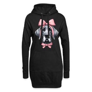 Coquette noeud Dogue Allemand Chien Maman Rose - Sweat-shirt à capuche long Femme - noir - Devant