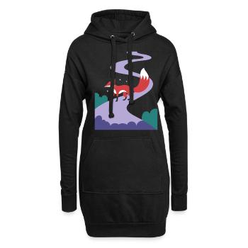 Fuchs Auf Magischem Pfad der Fantasieflucht - Hoodie-Kleid - Schwarz - Vorne