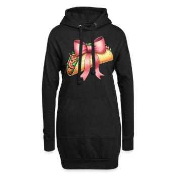 Coquette Bow Tacos Mexikanisches Essen Pink Ribbon - Hoodie-Kleid - Schwarz - Vorne
