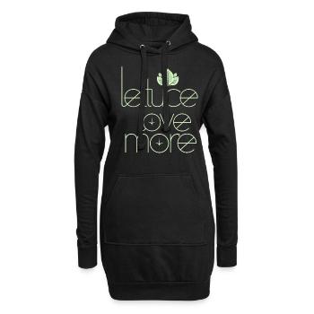 Veganer Vegetarier: Lettuce Love More - Hoodie-Kleid - Schwarz - Vorne