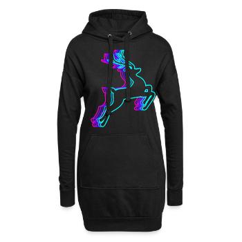 Rétro Renne Noël Père Noël Vaporwave - Sweat-shirt à capuche long Femme - noir - Devant