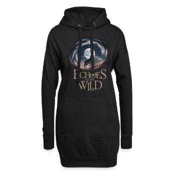 Échos Du Loup Sauvage Magie Nocturne Au Clair De Lune - Sweat-shirt à capuche long Femme - noir - Devant
