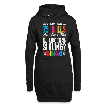 Joueur de bingo Qu’est-ce qui a 75 boules dames sourire - Sweat-shirt à capuche long Femme - noir - Devant