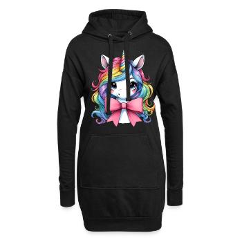 Coquette Bow Licorne Fête des Mères Pink Bow - Sweat-shirt à capuche long Femme - noir - Devant