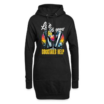 Barman Barman Life Happens Cocktails Aide - Sweat-shirt à capuche long Femme - noir - Devant