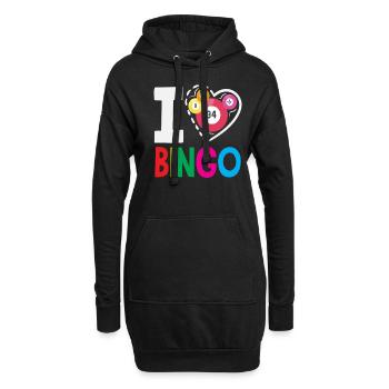 Ich Liebe Bingo Herzvolle Zahlen - Hoodie-Kleid - Schwarz - Vorne