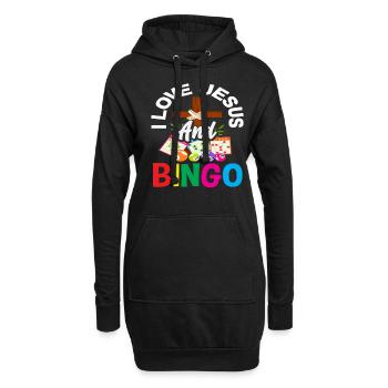 J’aime Jésus et les fans de bingo - Sweat-shirt à capuche long Femme - noir - Devant