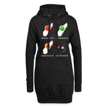 Madagascar Stimmungslevel Glücklich bis Ohne Sprit - Hoodie-Kleid - Schwarz - Vorne