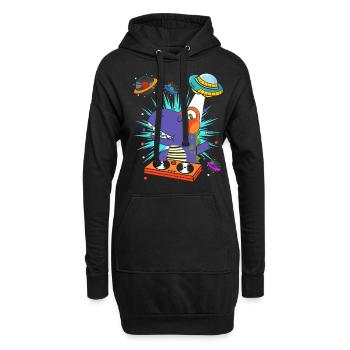 Dinosaure avec rétro vintage nerd geek dino t-rex - Sweat-shirt à capuche long Femme - noir - Devant