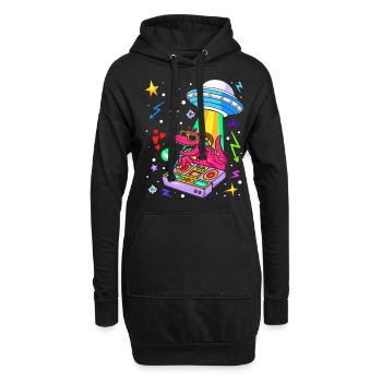 Dinosaure avec rétro vintage nerd geek dino t-rex - Sweat-shirt à capuche long Femme - noir - Devant