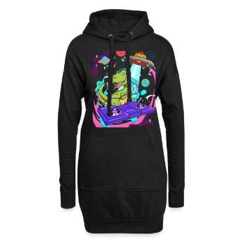 Dinosaure avec rétro vintage nerd geek dino t-rex - Sweat-shirt à capuche long Femme - noir - Devant