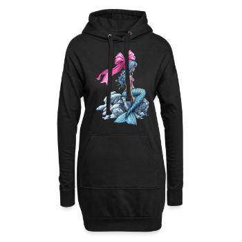 Coquette noeud Sirène Fille Ruban Rose - Sweat-shirt à capuche long Femme - noir - Devant