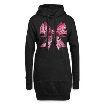 Coquette noeud alchimie symbole motif rose - Sweat-shirt à capuche long Femme - noir - Devant