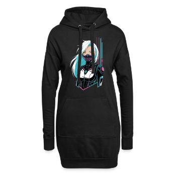 Fille cyberpunk - Sweat-shirt à capuche long Femme - noir - Devant