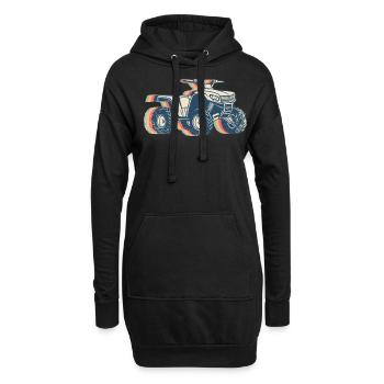 Atv Quad 4 Wheeler Retro Line Art - Hoodie-Kleid - Schwarz - Vorne