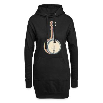 Banjo Instrument Banjospieler Retro Line Art - Hoodie-Kleid - Schwarz - Vorne