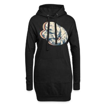 Kugelpython Schlange Retro Line Art - Hoodie-Kleid - Schwarz - Vorne